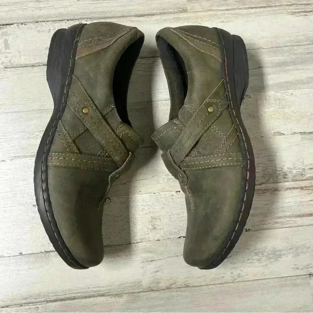 Clarks Womens Ideo Chilly Loafer Shoes Green Low Top Leather Slip Ons 9N - Picture 9 of 9